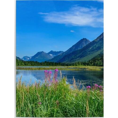 Print Alaska Mountains Lake Blue Sky Canvas Painting Wall Art Beautiful Natural Scene Pictures Home Decor Bedroom Modular Poster