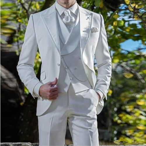 New Arrival One Button Groomsmen Peak Lapel Groom Tuxedos Men Suits Wedding/Prom Best Man Blazer ( Jacket+Pants+Vest+Tie)A143