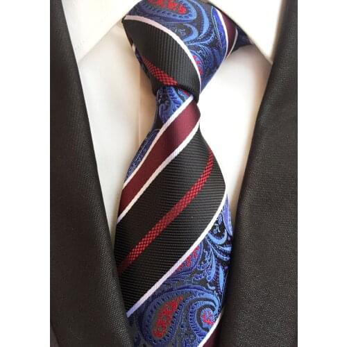 New Classic 8cm Stripes Blue White Red Green Silk Ties Mens Neck Tie Jacquard Woven Ties for Men Wedding Business Party Gravatas