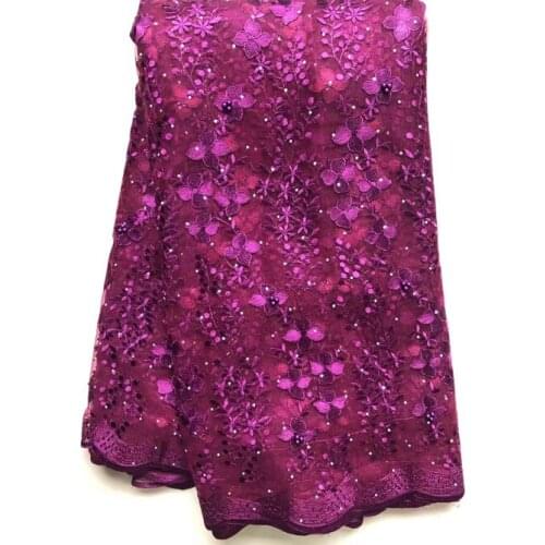 New Design 2021 African Lace Fabric High Quality French Nigerian Beads Embroidered Tulle Lace Fabric With Stones ELL4686