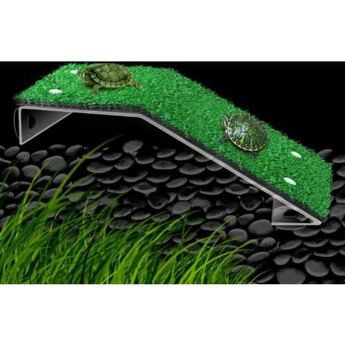 Turtle Ramp Basking Platform Aquarium Tank Tortoise Climbing Platform Lifelike Grass Ladder with Strong Suction Cups