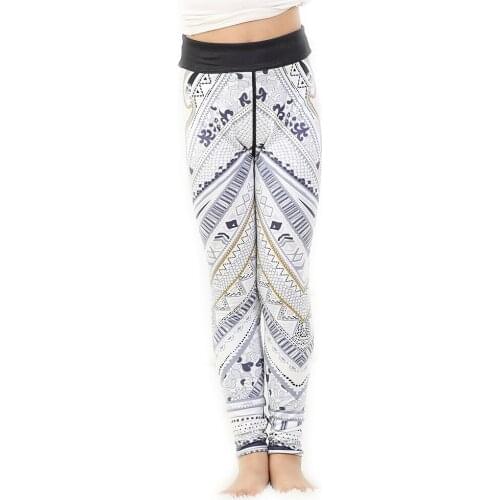 Striped White Yoga Running Sports Pants For Girls School Girls Gym Leggings