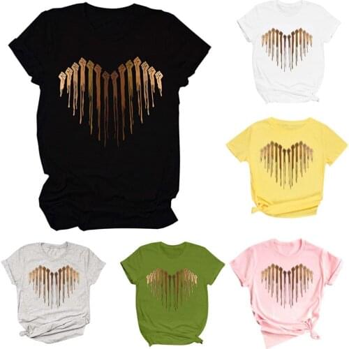 Plus Size Women fist Heart-shaped Printed O Neck T-Shirts Funny fashionable Autumn Spring Multicolor Optional Wild T shirt 2021