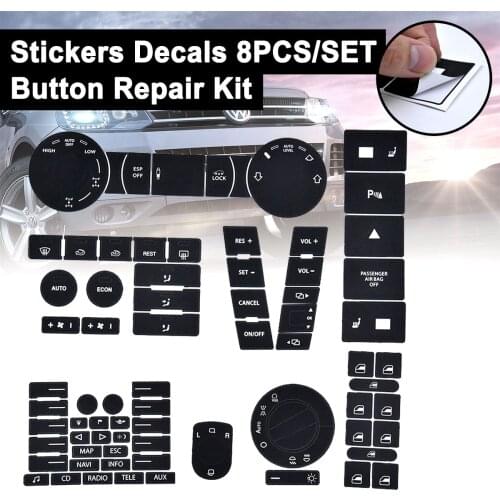 Steering Wheel Windows Headlight Climate Switch Worn Button Repair Decals For VW 8pcs Car Stickers For Volkswagen Touareg 04-09