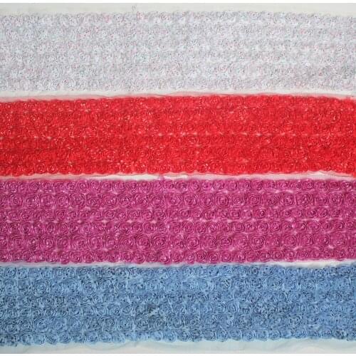 15y 10-12cm print chiffon rosettes flower trim for kids boutique headband bows clothes accessories 7 colors