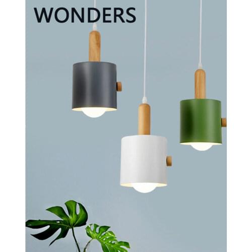 Nordic Designer simple Wood Pendant Lights led hang lamp iron fixture bedside study hotel home decor E27 Pendant lamp