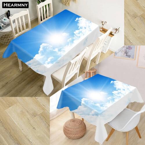 Customize 3D Tablecloth Blue Sky Oxford Cloth Dust-proof Rectangular Table Cover For Party Home Decor 100X140cm175x175cm