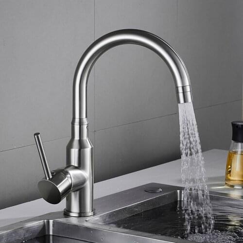 Kitchen Faucets Black/Chrome/Nickel Brass Hot and Cold Water Kitchen Sink Faucet Single Handle Deck Mounted Flexible Mixer Taps