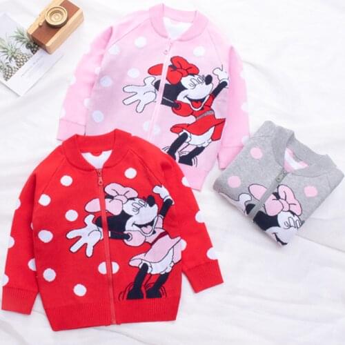 Girls' Sweater Cardigan 2021 Spring and Autumn New Cute Cartoon Girls Treasure Baseball Jacket Childrens Knitting Cardigan