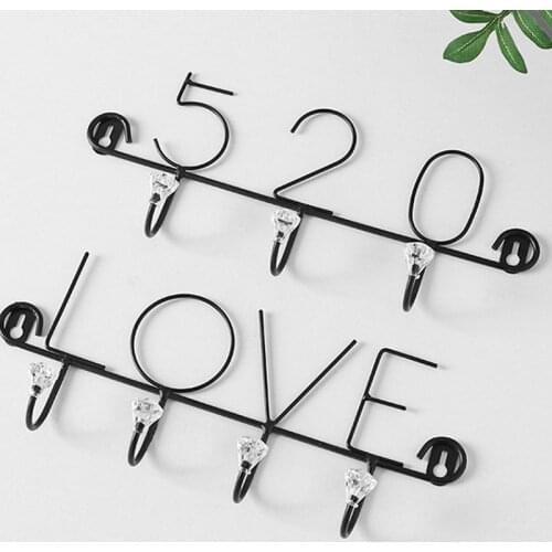 Ynaayu 1pc Simple Wall Hook Iron Frame Shelf Hanger Free Punching Hook Creative Living Room Door Coat Hooks Key Storage Holder