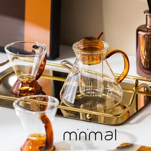 Heat-resistant light luxury Nordic teapot set net celebrity retro home exquisite afternoon tea fruit flower tea glass tea set