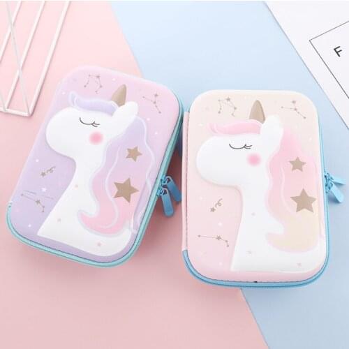 1PC Unicorn Girls 3D Pencil Case EVA Pen Case School Pencil Cases Student Big Storage Box Cosmetic Bag Ornaments Gifts For Kids