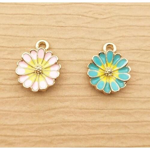 10pcs 13x16mm flower chrysanthemum charms enamel charm for jewelry making fashion earring pendant fashion charms