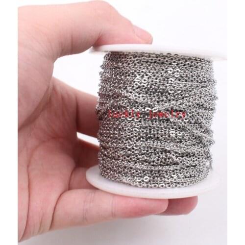 100meter / roll In Bulk Anti-Tarnish Stainless Steel 2.2MM Flat Round Cable Rolo Chain Oval Link Jewelry finding DIY