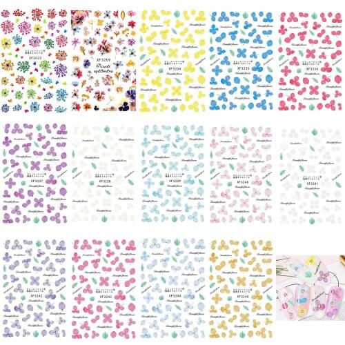 14pcs/bag Nail Art Flower Water Decal Sticker Sheet without Package Water Transfer Decal Flower sereis