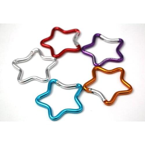 300pcs 5cm Outdoor Ring Aluminum Star Carabiner KeyChain Hook Clip Climbing Camping Outdoor Color Random Delivery SN1699