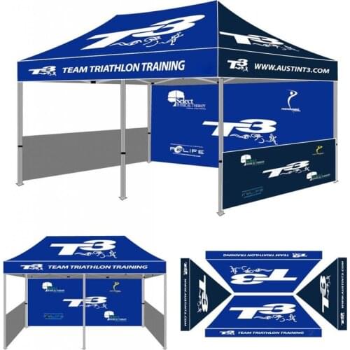 3 x 6m Professional Outdoor Printed Party Gazebo Canopy Pop Up Tent for Events Folding Tents with 1pcs Full Wall 2pcs Half Walls