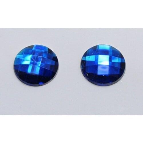 50pcs 20mm No Hole Royal Blue Acrylic Flatback Rhinestone Round Gem Beads Jewelry decorative accessories
