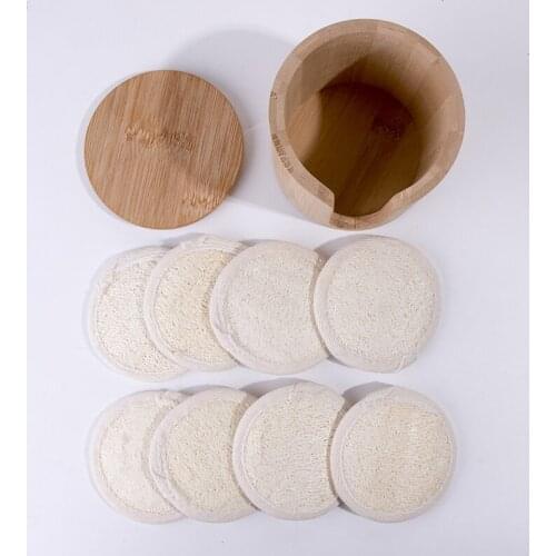 8pcs Reusable Loofah Makeup Pad Face Skin Care Cleaner Cleaning Pads Washable Makeup Remover Pad With Bamboo Storage Box