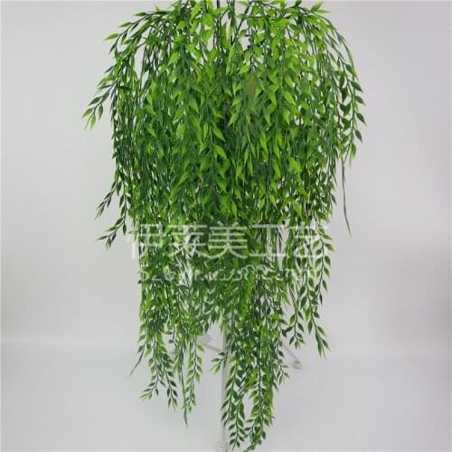 95cm length 5 forks Green Willow Branch green hanging plants Simulation Leave Vine Home garden Landscape Decoration Flowers