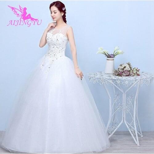 AIJINGYU 2021 2020 white Customized new hot selling cheap ball gown lace up back formal bride dresses wedding dress FU149