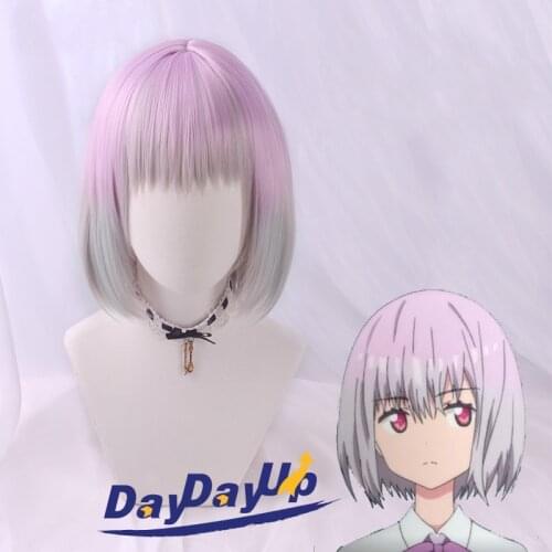 Anime SSSS.GRIDMAN Shinjo Akane Light Purple Graidient Cosplay Heat Resistant Synthetic Hair Carnival Halloween Party + Wig Cap
