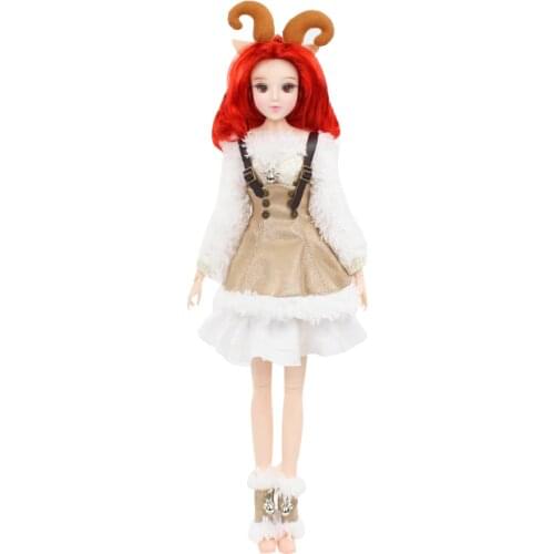 DBS MMGirl 12 constellation Aries 1/6 30cm white cute dress 14 joint body dolls toy with exquisite gift box packaging