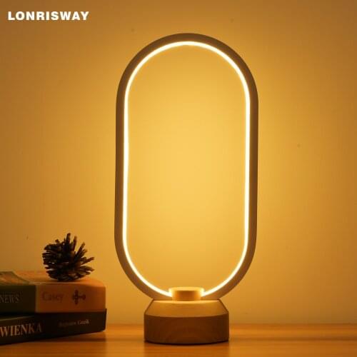 LONRISWAY LED Wood Desk Lamp, Bedroom Bedside Night Light, Dimmable Led Lighting, Creative Home Decor, Unique House warmging Gif