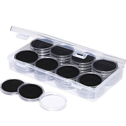 40pcs Coin Capsules Storage Box 8 Sizes Transparent Coin Holder Scratch Resistance Coin Box Containers For Coin Collection
