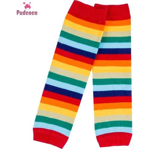Pudcoco Brand High Quality Baby Leg Warmers Knee Pads Cotton leggings Lot Protector de piernas invierno Rainbow Colors Girl Boys