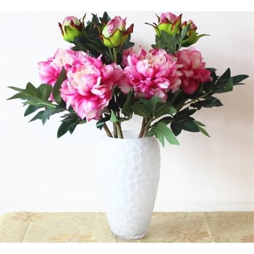 2 heads Autumn Fake Silk Flowers Artificial peony Wedding Party Home Floral Flower Arrangement Peony Wedding Decoration