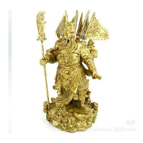 Chinese Fengshui Decoration Copper Guan Gong Home Protection Furnishing Articles