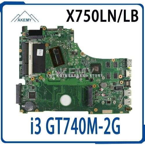 X750LN X750LB motherboar with i3 Processor GeForce GT740M-2G For Asus X750LN X750LA K750L Notebook motherboard 100% Tests