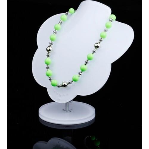 Fashion White Cream Acrylic Necklace Display Mannequin Pendant Stand Earring Showing Case Organizer Jewellery Holder