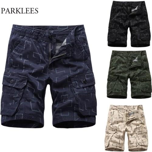 Print Men Shorts Casual Cargo Work Beach Mens Short Pants Loose Zipper Multiple Pockets Outdoor Jogger Oversize Fashion Short