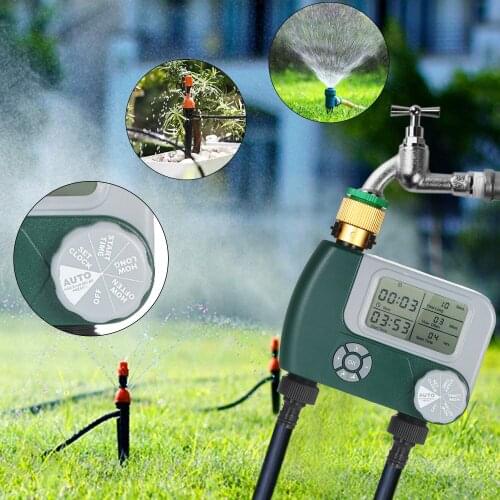 Outdoor Programmable Digital Automatic Watering Sprinkler System Irrigation Controller Hose Faucet Timer with 2 Outlet