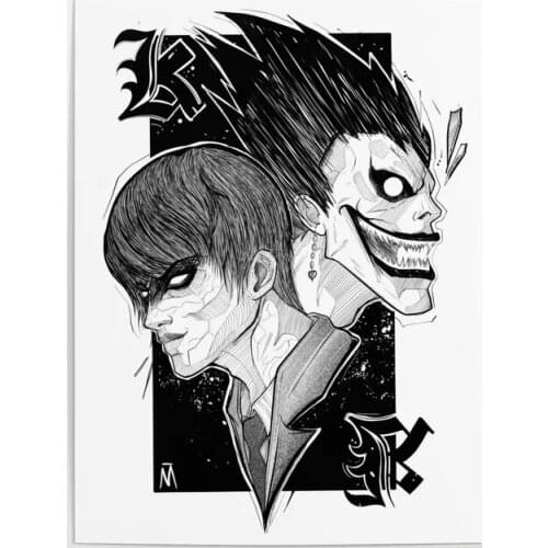 Wall Art Home Decor Hd Kira and Ryuk Print Modular Anime Picture Posters Canvas Black White Painting Children Bedroom No Frame