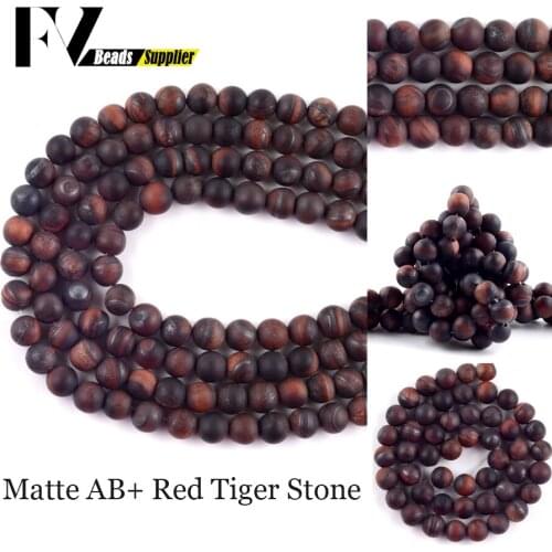Natural Dull Polished Red Tiger Eye Beads 4mm-12mm Round Spacer Loose Beads For Jewelry Making DIY Bracelets Accessories 15