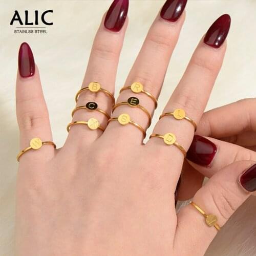 Stainless Steel Letter Rings For Women Wholesale Lots Bulk Letter Ring Set Couple Initial Heart Ring anillos de acero inoxidable