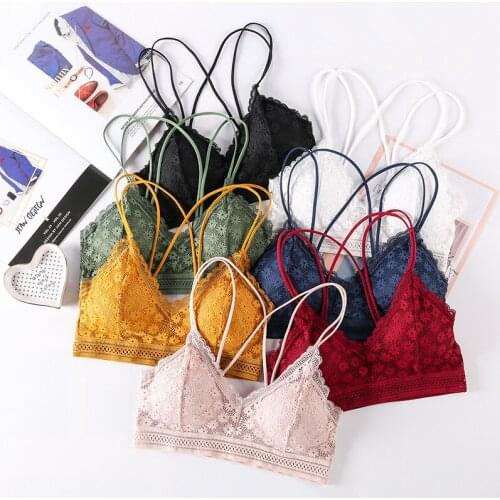 New Seamless Wire Free Bra Underwear Female V-neck Sexy Lace Beauty Back Wrap Tube Top Thin Shoulder Strap Push Up Bralette