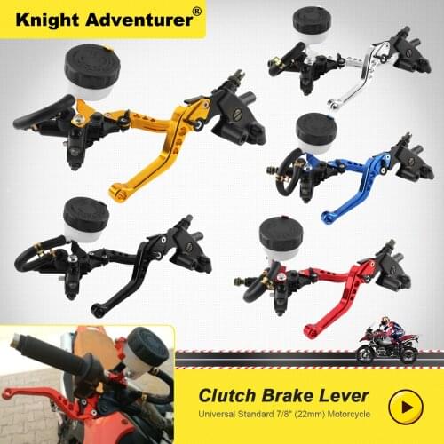 NEW Universal 7/8" 22mm Motorcycle Clutch Brake Master Cylinder Reservoir Levers Kit Fluid Reservoir Set