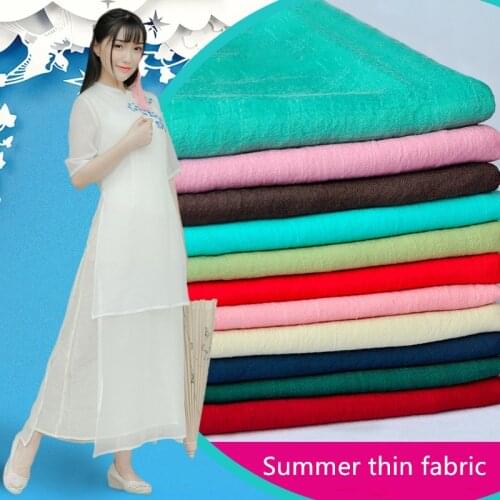 50x150cm Solid Color Soft Thin Summer Tencel Slub Cotton Linen Fabric DIY Dress Robes Clothing Handmade Patchwork Fabric