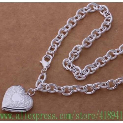 Silver Plated Necklace, Silver Plated fashion jewelry Three-dimensional heart-shaped necklace /eykanpra bzmakqta AN751