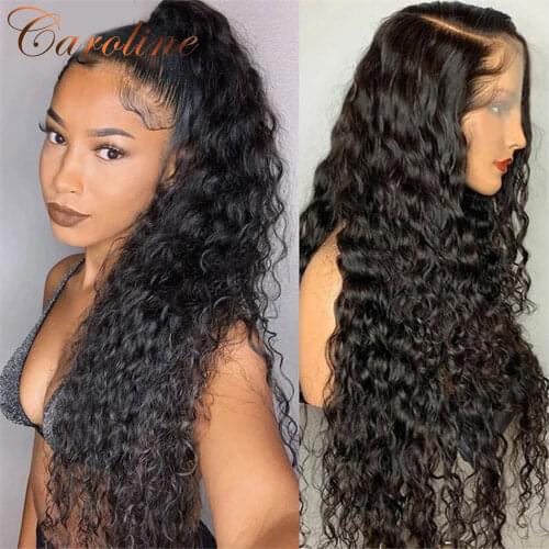 Deep Curly Lace Front Wig 180 High Density Deep Wave Frontal Wig Human Hair Bleached Knots Loose Deep Wave Wig For Black Women