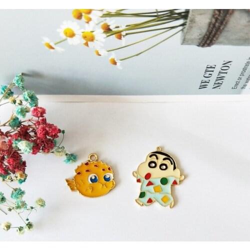 10pcs Cartoon Enamel Charms Dangle Drop Oil Clownfish Gold Tone Alloy Pendants Fit DIY Jewelry Earring Necklace Accessory YZ602