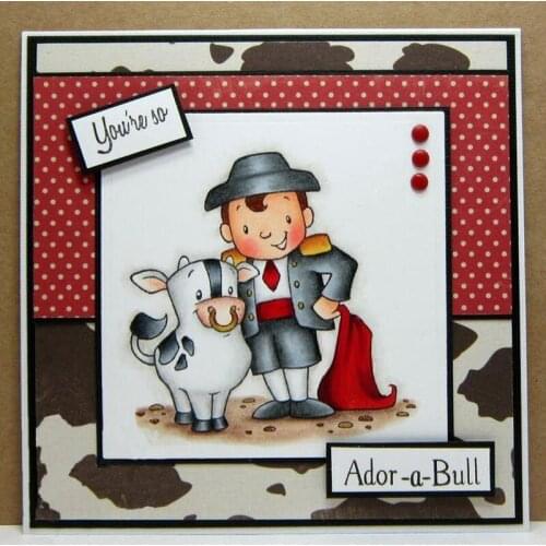 Bullfighter&Bull Clear Stamp DIY Scrapbooking Silicone Embossing Stencil Decoration Handicraft Paper Card Album Making Template