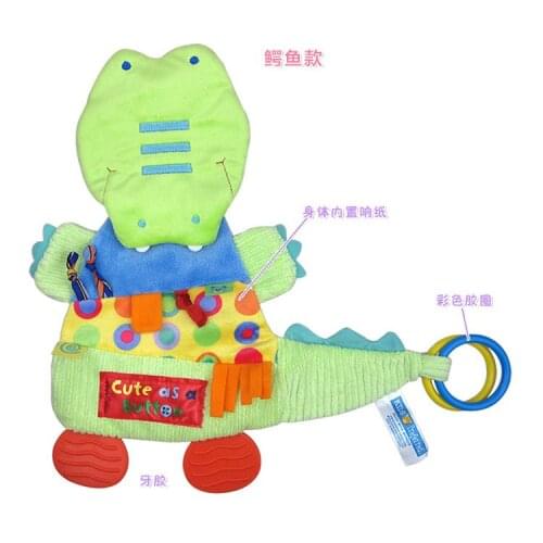 Happy Monkey 32cm Towel teether Baby Plush Doll Super Soft Toy Appease towel ring paper crocodil Animal Dimensional Doll Kids