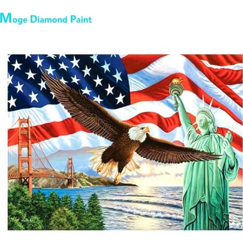 Statue of Liberty Flag Eagle Diamond Painting Round Full Drill Nouveaute DIY Mosaic Embroidery 5D Cross Stitch Scenic Pattern