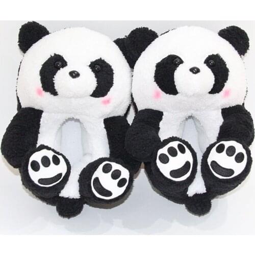 C2021 Panda Anime Slipper Cartoon Winter Warm Indoor shoes Plush Stuffed Home slippers New Birthday Gifts