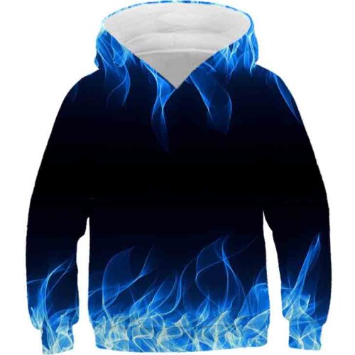 Cool Colorrful Flame 3D Boys Girls Hoodies Harajuku Funny Sweatshirt Hooded Casual Streetwear Pullover shirt Autumn Clothes Teen